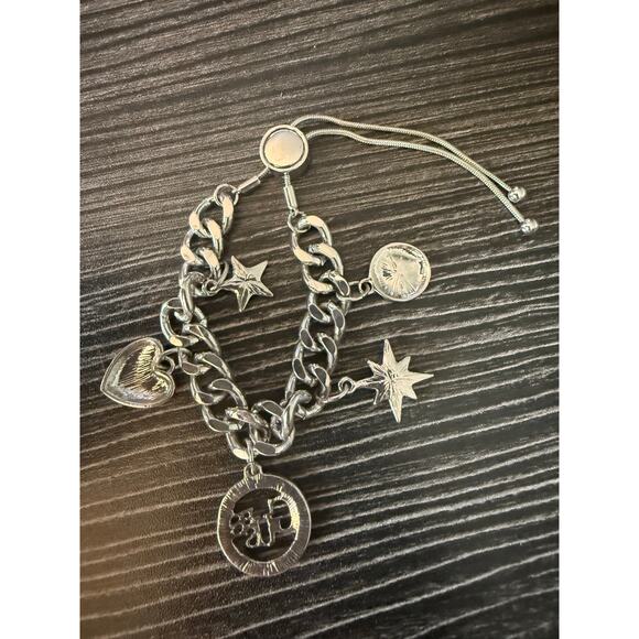 Vintage Guess Rhinestone Charm Bracelet w/ Adjustable Clasp - Picture 2 of 5